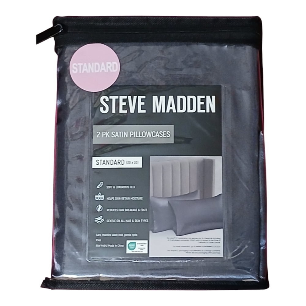 Steve Madden satin pillowcases Quiet Shadow gray